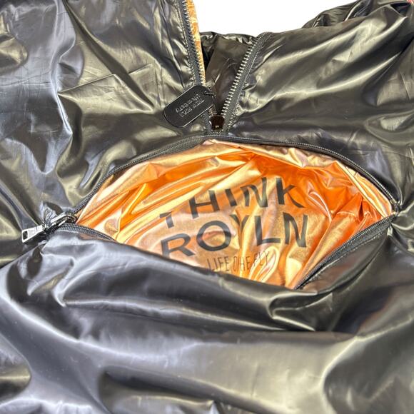 Think Royln Women's Puffer Poncho Lexington Jackets Sz S Hooded Rose Gold Down - Picture 7 of 12